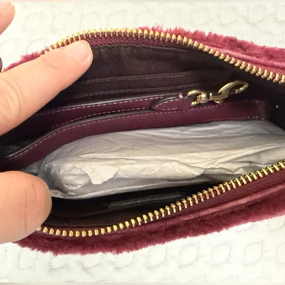 Coach Teri Shoulder Bag (Black Cherry With Coach Motif - Shearling) - Picture 6 of 6